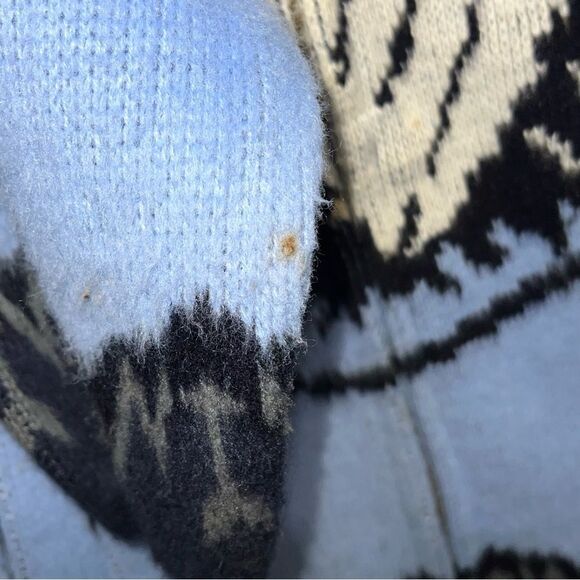 Vintage Wool Hooded Full Zip Sweatshirt Men’s XL Blue & Black With Elk - Picture 6 of 10